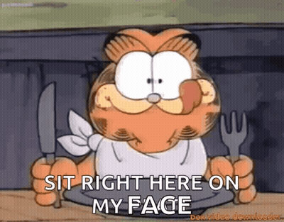 Garfield Sitting At Table Holding Knife And Fork GIF