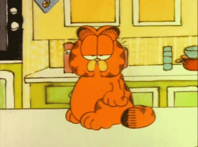 Garfield Sitting On Counter With Eyes Closed GIF