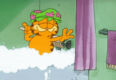 Garfield Taking A Bath In Bathtub GIF