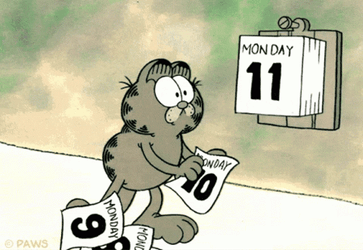 Garfield Tearing Monday Calendar GIF