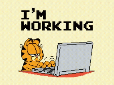 Garfield Using Laptop Saying I'm Working GIF