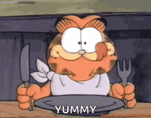 Garfield Waiting For Yummy Meal GIF