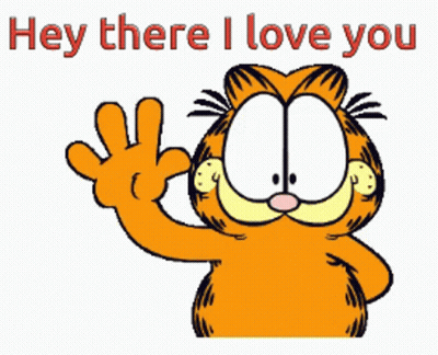 Garfield Waving Saying Hey There I Love You GIF