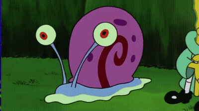 Gary The Snail From Spongebob Squarepants Is Crawling In The Grass GIF