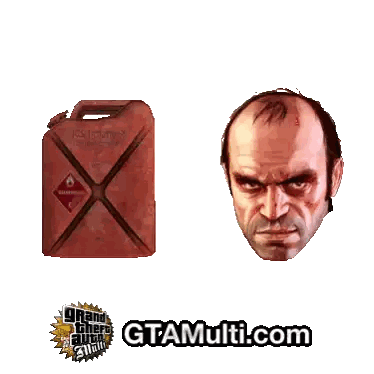 Gas Can Next To Man's Head Sticker