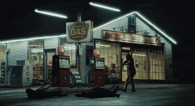 Gas Station With Atlantic Gas Coastal Sign GIF