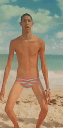 Gaunt Guy Dances In The Beach GIF
