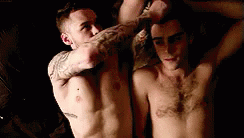 Gay Hug Tattooed Partners GIF