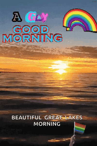 Gay Morning Beautiful Great Lakes Sunset Rainbow GIF