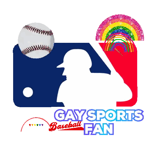 Gay Sports Fan Logo With Baseball And Rainbows Sticker