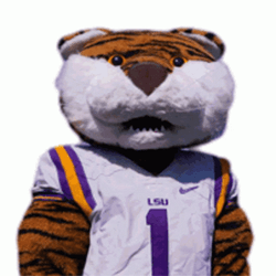 Geaux Tigers Mascot Flying Hearts GIF
