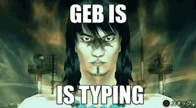 Geb Typing Behind Man GIF