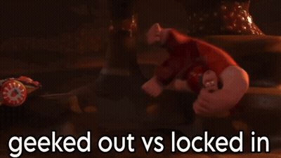 Geeked Out Vs Locked In Is Displayed In A Cartoon GIF