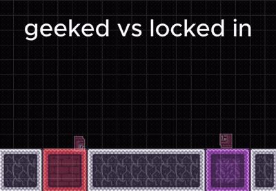 Geeked Vs Locked In Is Displayed On A Black Background GIF