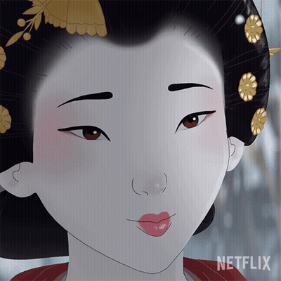 Geisha Face Close Up With Netflix Logo GIF