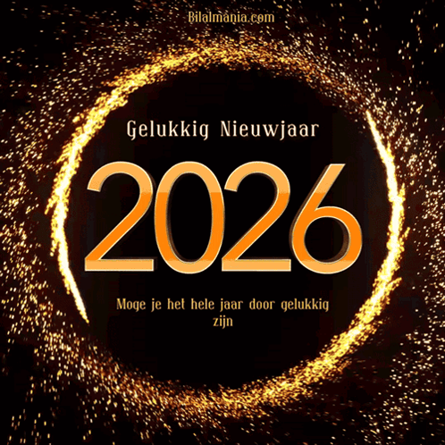 Gelukkig Nieuwjaar 2026 Is Written In Orange Letters GIF