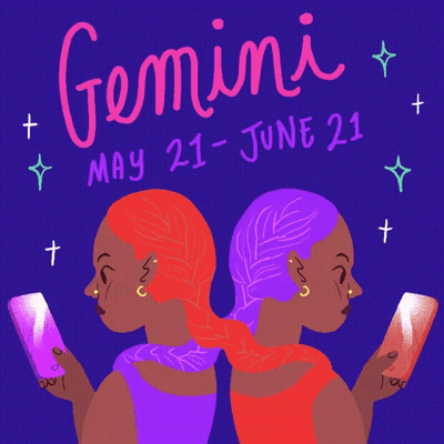 Gemini Poster Two Women Holding Cell Phones GIF