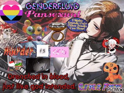 Genderfluid Pansexual Drenched In Blood Poster Just Like God Intended Super Freak GIF