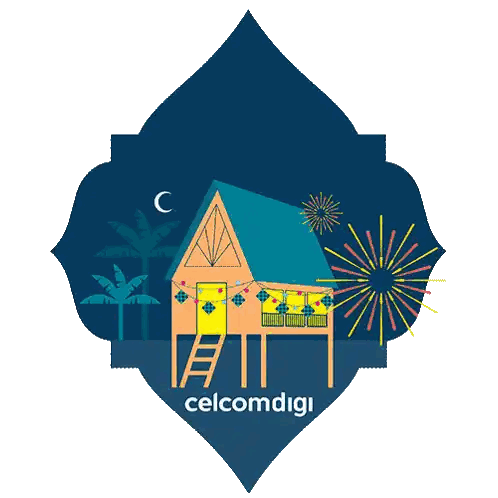 Gengraya Kampung Celcomdigi Logo With Fireworks Sticker