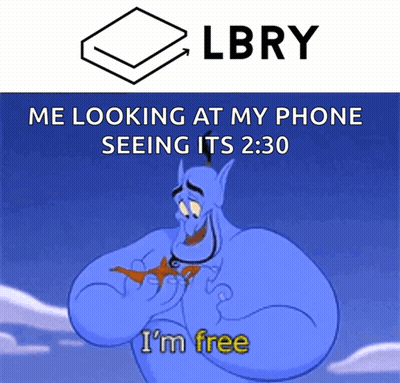 Genie Saying I'm Free In Front Of Lbry Logo GIF