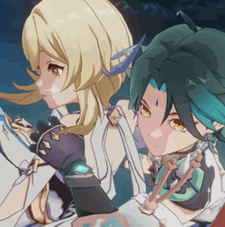 Genshin Impact Lumine And Xiao GIF