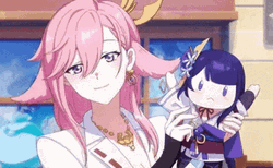 Genshin Impact Yae Miko Raiden Waving GIF