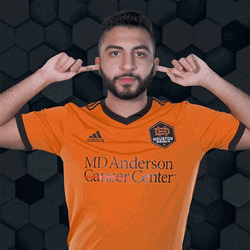 George Adamou Ear Plugs And Rock Sign For Pose GIF