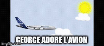 George Adore L' Avion Is Written On The Bottom Of The Screen GIF