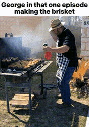 George Passionately Grilling Brisket GIF