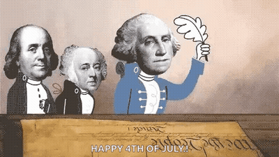 George Washington Holding Feather Happy 4th of July