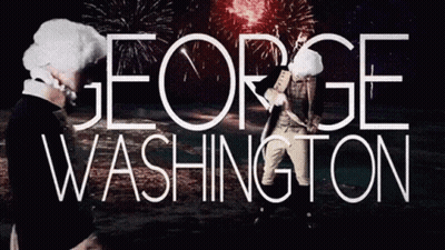 George Washington In A Wig With Fireworks GIF
