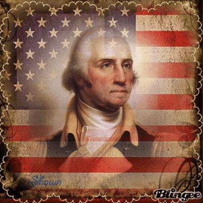 George Washington In Front Of American Flag GIF