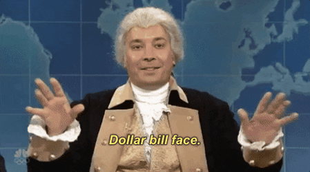 George Washington Jimmy Fallon Dollar Bill Face GIF