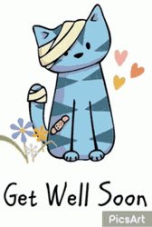 Get Better Soon Sick Blue Cat GIF