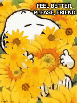 Get Better Soon Snoopy While Holding Sunflower GIF