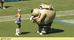 Get In My Belly NFL Mascot Cheerleader GIF