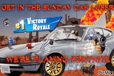 Get In The Sunday Car Loser Playing Fortnite GIF