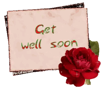 Get Well Soon Card Next To Rose Sticker