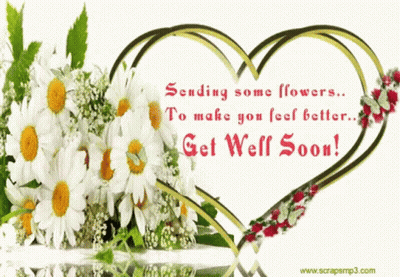 Get Well Soon Card With Flowers And Heart GIF