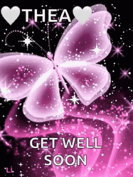 Get Well Soon Pink Butterfly GIF