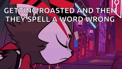 Getting Roasted Cartoon Wolf Spelling GIF