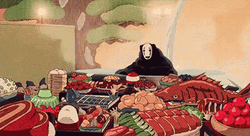 Ghibli No-Face Foreman Loves Food GIF