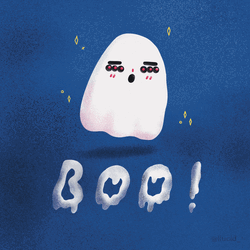 Ghost Booo In Blue Background GIF