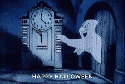 Ghost Coming Out Of Door Happy Halloween GIF