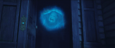 Ghost Coming Out Of Doorway With Blue Light GIF
