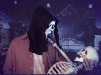 Ghost Face Kissing Skeleton GIF