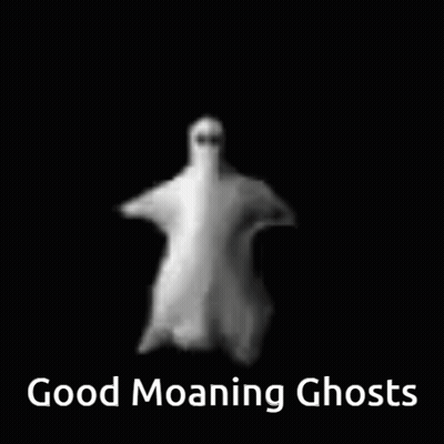 Ghost Floating In Dark Saying Good Moaning Ghosts GIF