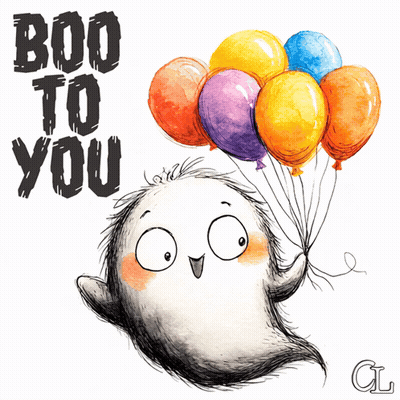 Ghost Holding Balloons Saying Boo To You GIF