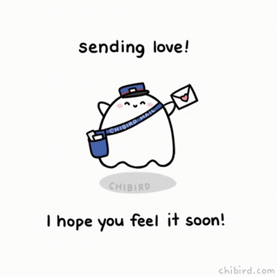 Ghost Holding Mailbox Sending Love GIF