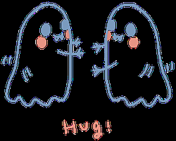Ghost Hug Kawaii Couple Cartoon  GIF